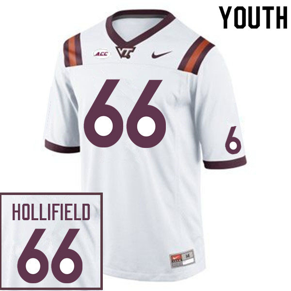 Youth #66 Jack Hollifield Virginia Tech Hokies College Football Jerseys Sale-White